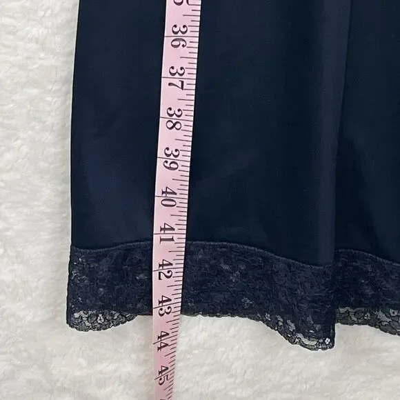Vintage Henson Kickernick Full Slip Womens 38 Blue Silky Nylon Lace Lingerie - Picture 11 of 12